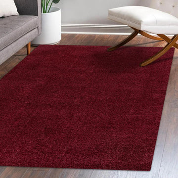 Haze Solid Low-pile Area Rug Dark Red